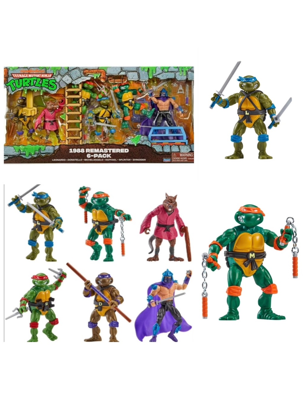Teenage Mutant Ninja Turtles 1988 Remastered 6 Figure Pack TMNT Playmates